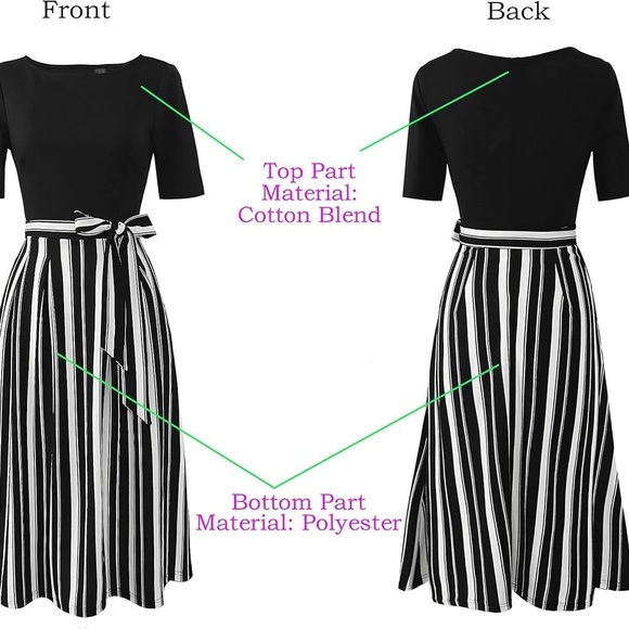 Elegant Patchwork Pockets Pleated Dress - Picture 4 of 10